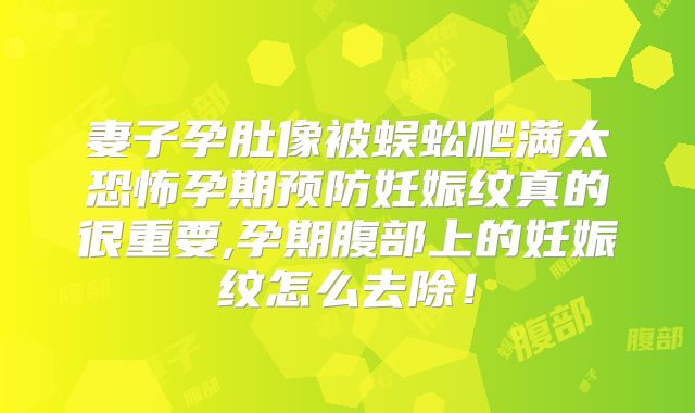 妻子孕肚像被蜈蚣爬满太恐怖孕期预防妊娠纹真的很重要,孕期腹部上的妊娠纹怎么去除!