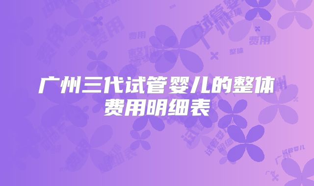 广州三代试管婴儿的整体费用明细表