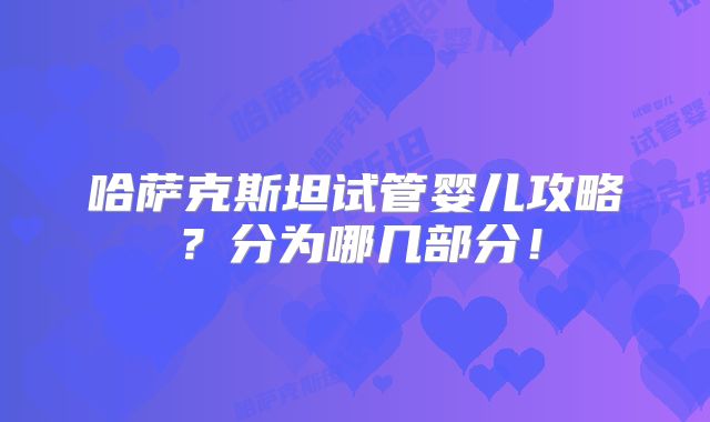 哈萨克斯坦试管婴儿攻略？分为哪几部分！
