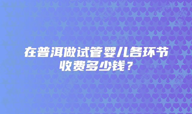 在普洱做试管婴儿各环节收费多少钱?
