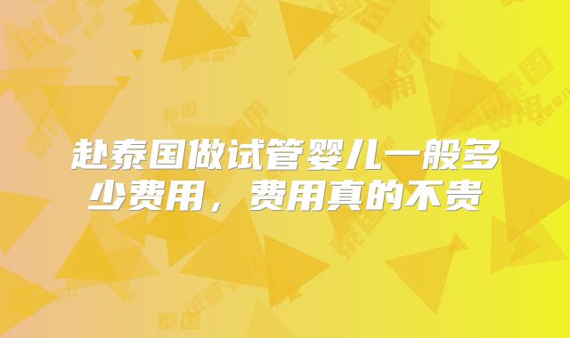 赴泰国做试管婴儿一般多少费用,费用真的不贵