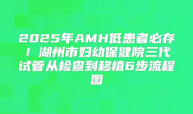 2025年AMH低患者必存!湖州市妇幼保健院三代试管从检查到移植6步流程图