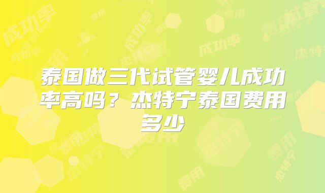 泰国做三代试管婴儿成功率高吗？杰特宁泰国费用多少