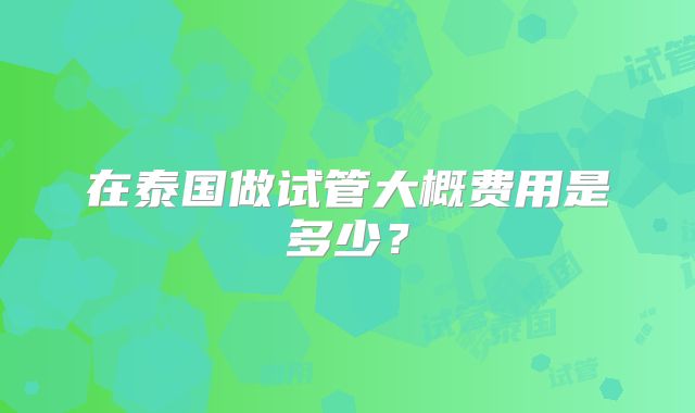 在泰国做试管大概费用是多少?