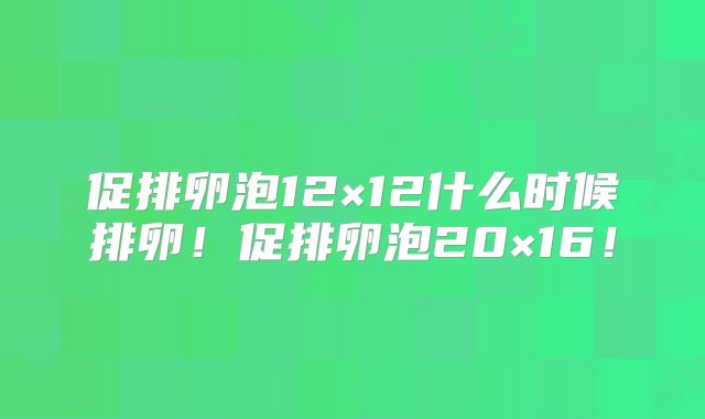 促排卵泡12×12什么时候排卵！促排卵泡20×16！