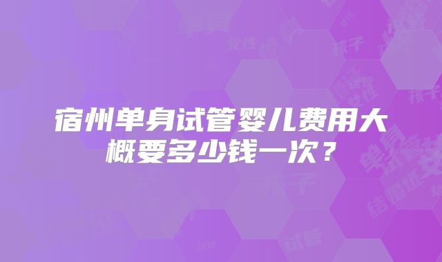 宿州单身试管婴儿费用大概要多少钱一次?