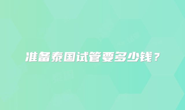 准备泰国试管要多少钱？