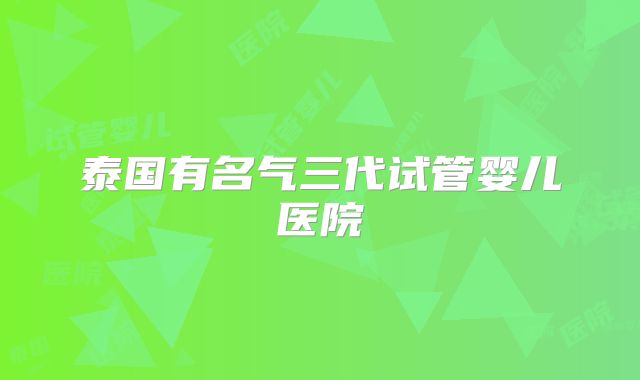 泰国有名气三代试管婴儿医院