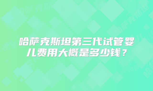 哈萨克斯坦第三代试管婴儿费用大概是多少钱？