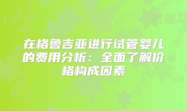 在格鲁吉亚进行试管婴儿的费用分析：全面了解价格构成因素