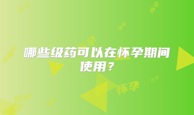 哪些级药可以在怀孕期间使用？
