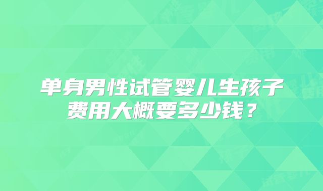 单身男性试管婴儿生孩子费用大概要多少钱？