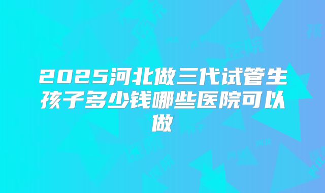 2025河北做三代试管生孩子多少钱哪些医院可以做