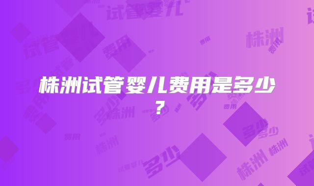 株洲试管婴儿费用是多少？