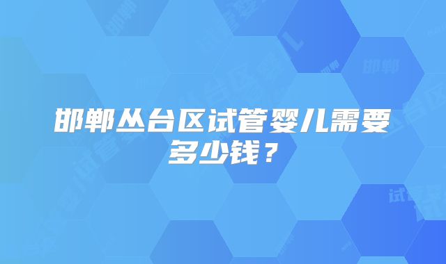 邯郸丛台区试管婴儿需要多少钱？