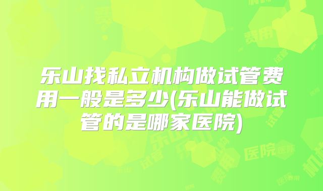乐山找私立机构做试管费用一般是多少(乐山能做试管的是哪家医院)