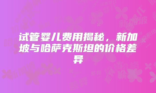 试管婴儿费用揭秘，新加坡与哈萨克斯坦的价格差异