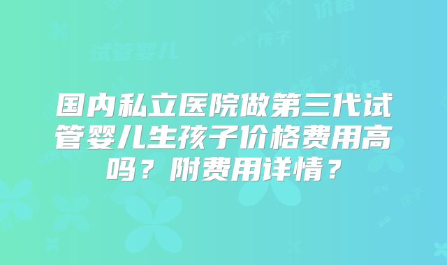 国内私立医院做第三代试管婴儿生孩子价格费用高吗？附费用详情？