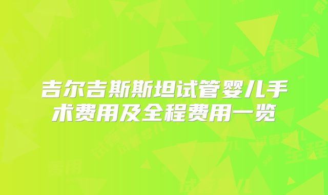 吉尔吉斯斯坦试管婴儿手术费用及全程费用一览