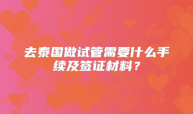 去泰国做试管需要什么手续及签证材料？