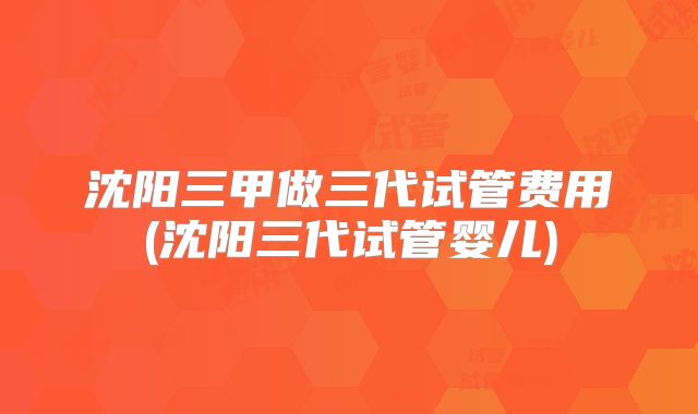 沈阳三甲做三代试管费用(沈阳三代试管婴儿)