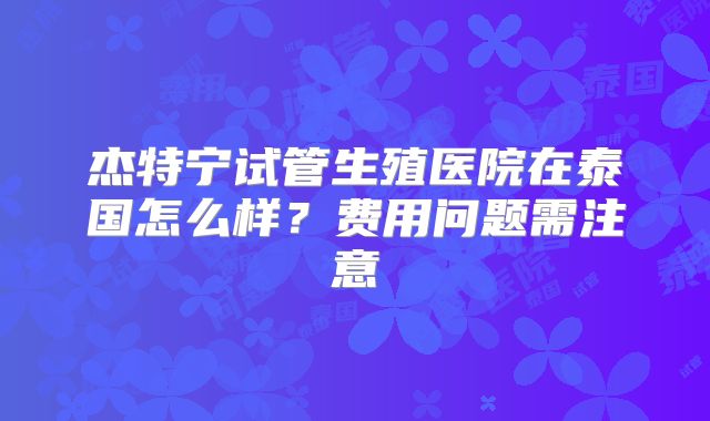 杰特宁试管生殖医院在泰国怎么样?费用问题需注意