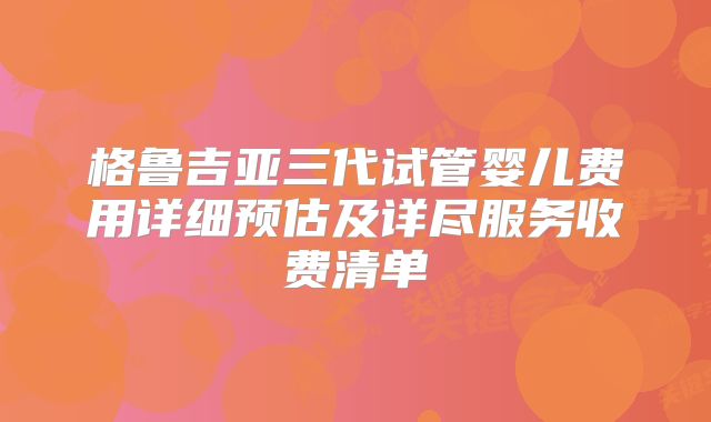 格鲁吉亚三代试管婴儿费用详细预估及详尽服务收费清单