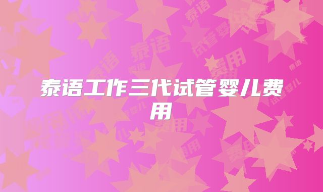 泰语工作三代试管婴儿费用