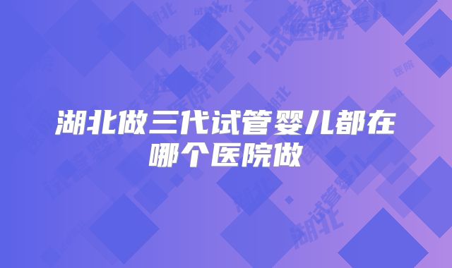 湖北做三代试管婴儿都在哪个医院做