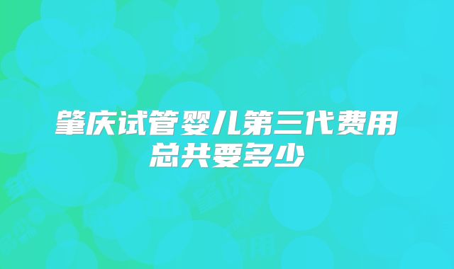 肇庆试管婴儿第三代费用总共要多少