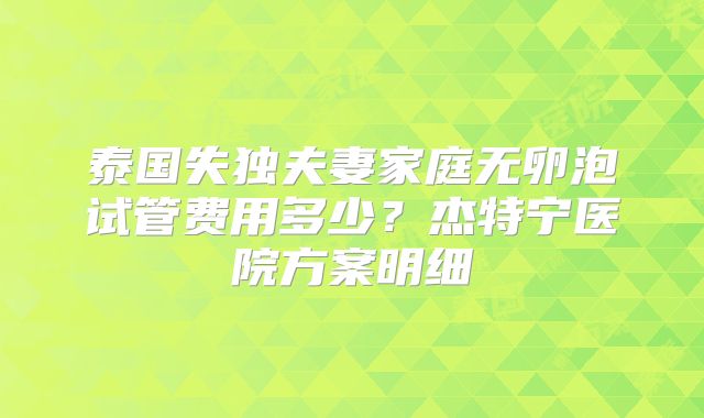 泰国失独夫妻家庭无卵泡试管费用多少？杰特宁医院方案明细