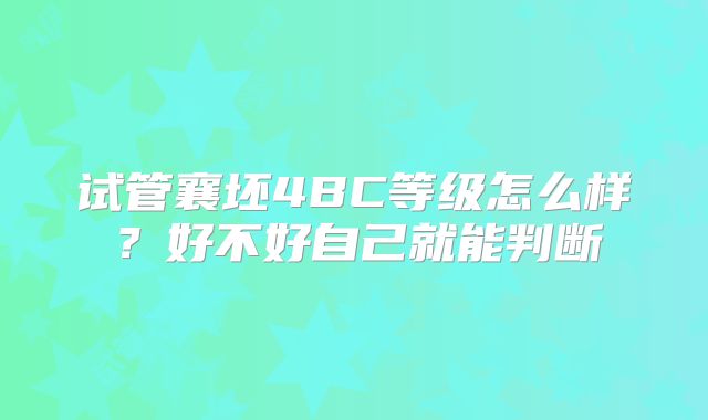 试管襄坯4BC等级怎么样？好不好自己就能判断