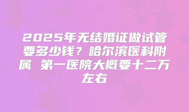 2025年无结婚证做试管要多少钱？哈尔滨医科附属 第一医院大概要十二万左右