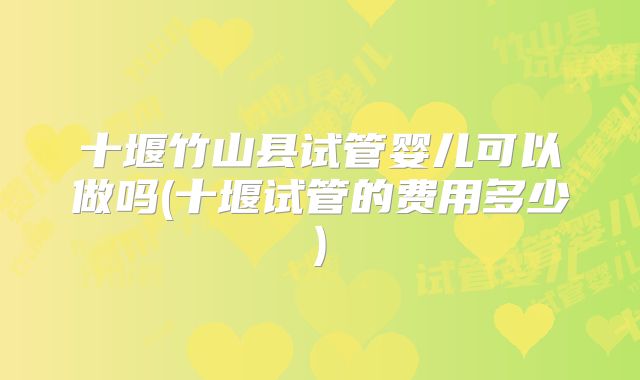 十堰竹山县试管婴儿可以做吗(十堰试管的费用多少)