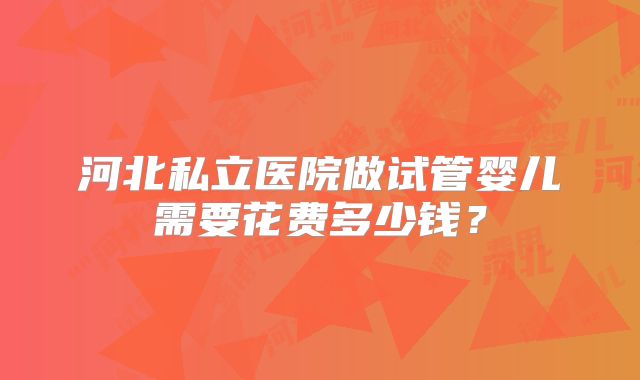 河北私立医院做试管婴儿需要花费多少钱？