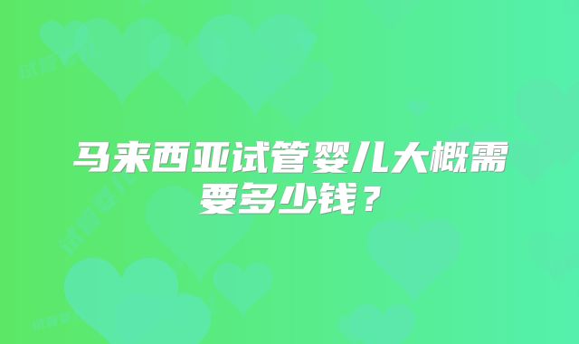 马来西亚试管婴儿大概需要多少钱？