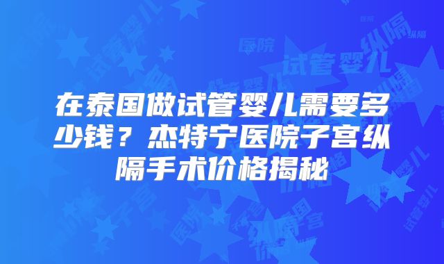 在泰国做试管婴儿需要多少钱？杰特宁医院子宫纵隔手术价格揭秘