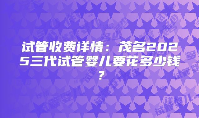试管收费详情：茂名2025三代试管婴儿要花多少钱？