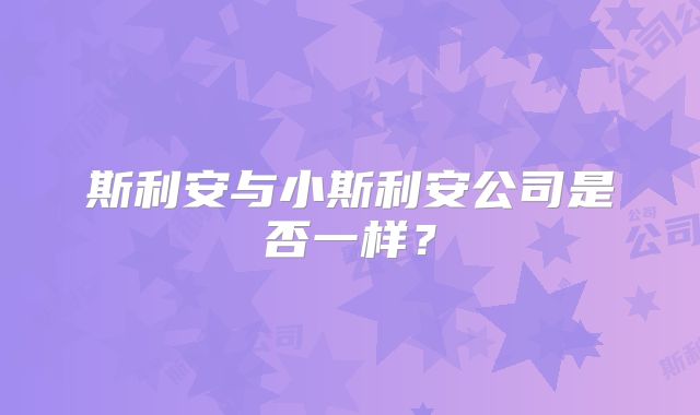斯利安与小斯利安公司是否一样？