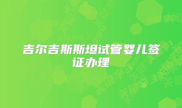 吉尔吉斯斯坦试管婴儿签证办理