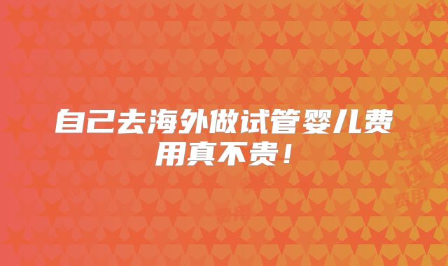 自己去海外做试管婴儿费用真不贵！
