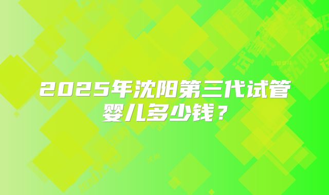2025年沈阳第三代试管婴儿多少钱？