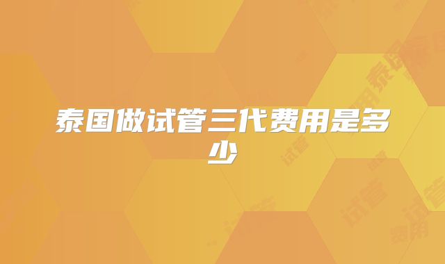 泰国做试管三代费用是多少