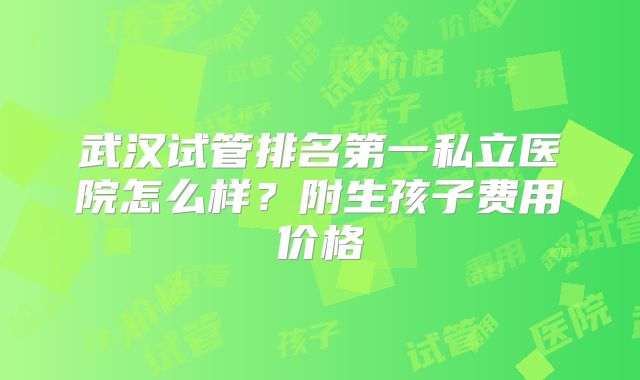 武汉试管排名第一私立医院怎么样?附生孩子费用价格