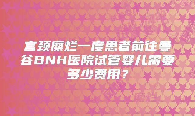 宫颈糜烂一度患者前往曼谷BNH医院试管婴儿需要多少费用？