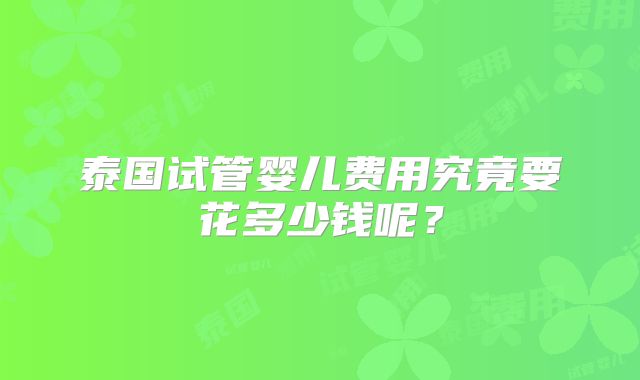 泰国试管婴儿费用究竟要花多少钱呢？