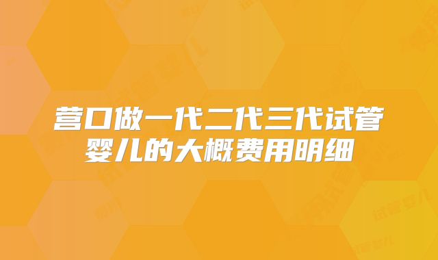 营口做一代二代三代试管婴儿的大概费用明细
