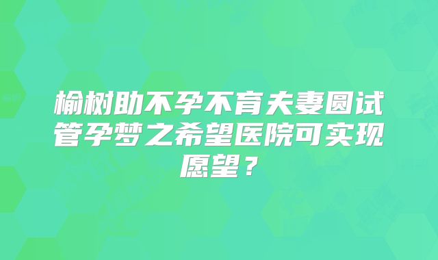 榆树助不孕不育夫妻圆试管孕梦之希望医院可实现愿望？