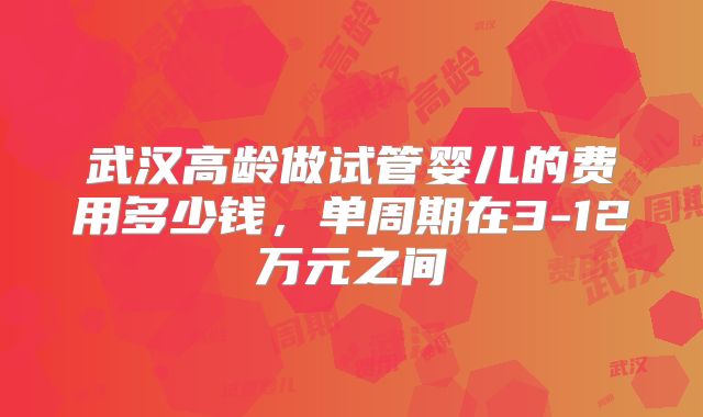 武汉高龄做试管婴儿的费用多少钱，单周期在3-12万元之间