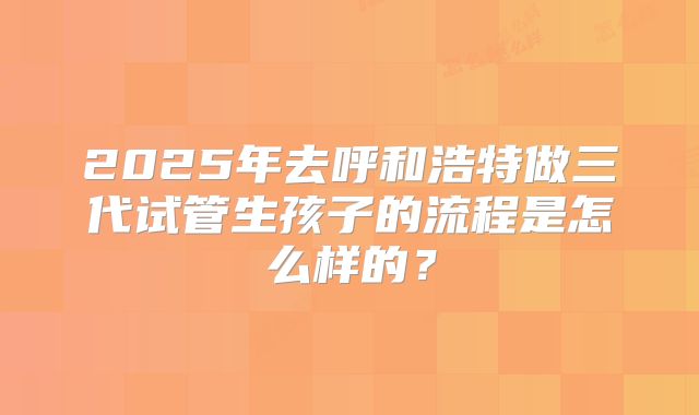 2025年去呼和浩特做三代试管生孩子的流程是怎么样的？